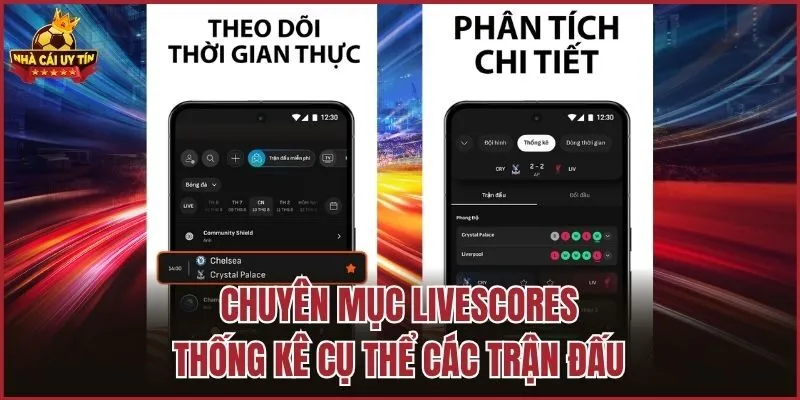 Chuyên mục LiveScores thống kê cụ thể các trận đấu