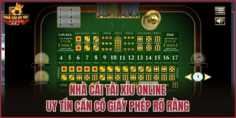 Nhà cái tài xỉu online uy tín cần có giấy phép rõ ràng